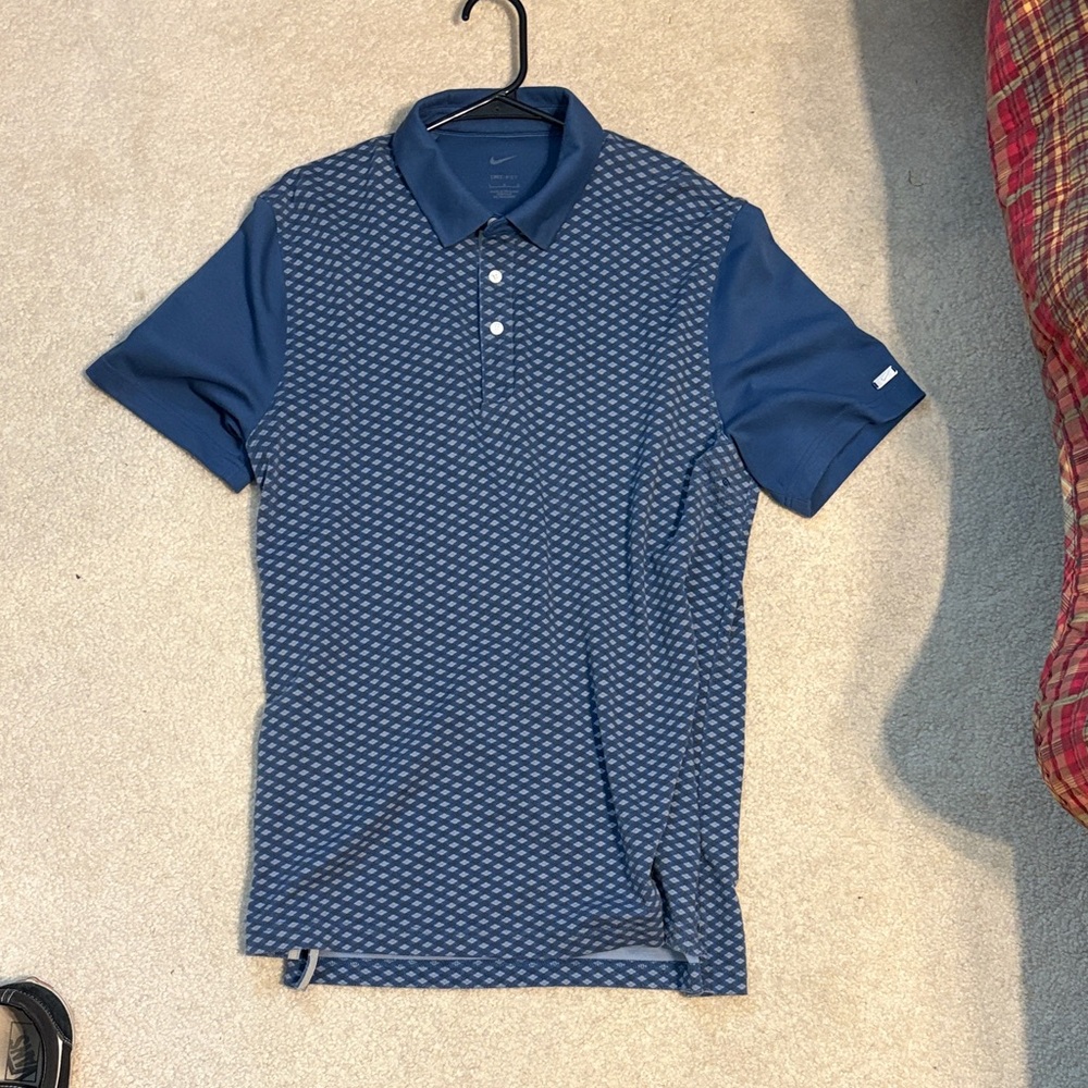 Nike Men's Patterned Navy DriFit Polo Shirt